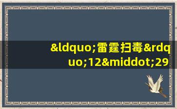 “雷霆扫毒”12·29专项