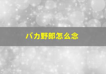 バカ野郎怎么念