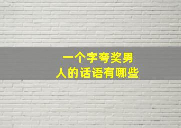 一个字夸奖男人的话语有哪些