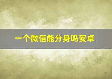 一个微信能分身吗安卓