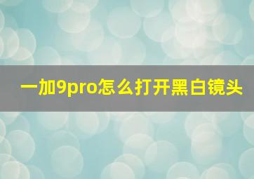 一加9pro怎么打开黑白镜头