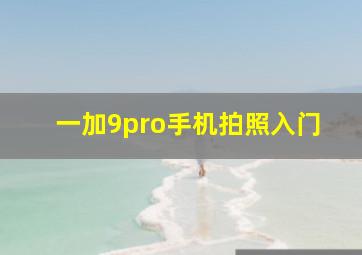 一加9pro手机拍照入门