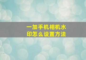 一加手机相机水印怎么设置方法