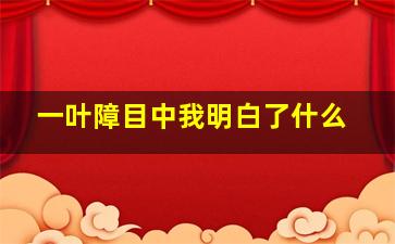 一叶障目中我明白了什么