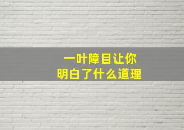 一叶障目让你明白了什么道理