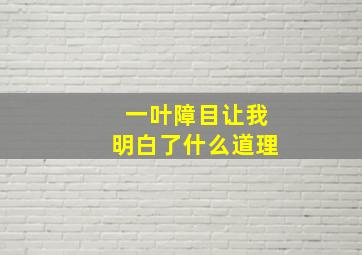 一叶障目让我明白了什么道理