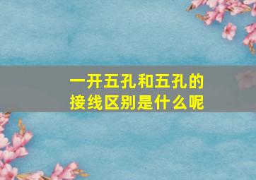 一开五孔和五孔的接线区别是什么呢