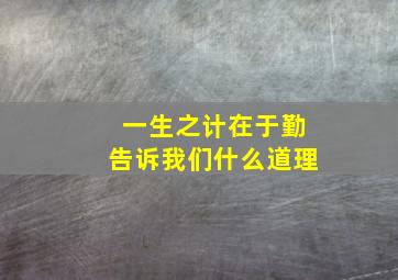 一生之计在于勤告诉我们什么道理