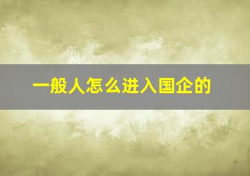 一般人怎么进入国企的