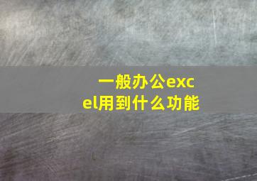 一般办公excel用到什么功能