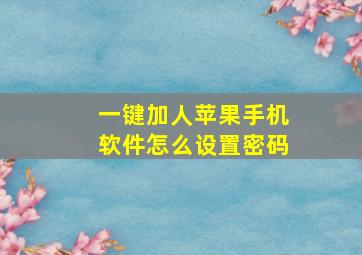 一键加人苹果手机软件怎么设置密码