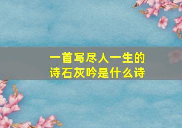 一首写尽人一生的诗石灰吟是什么诗