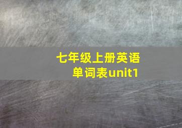 七年级上册英语单词表unit1