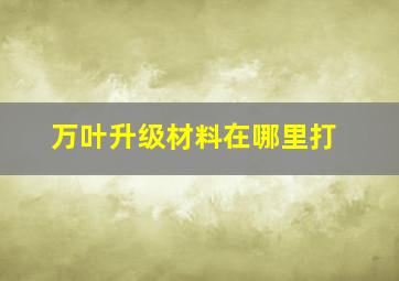 万叶升级材料在哪里打