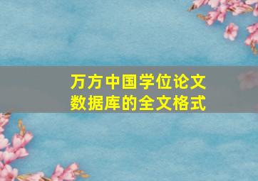 万方中国学位论文数据库的全文格式