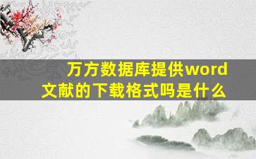 万方数据库提供word文献的下载格式吗是什么