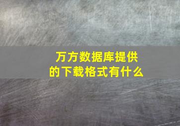 万方数据库提供的下载格式有什么