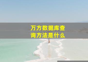 万方数据库查询方法是什么