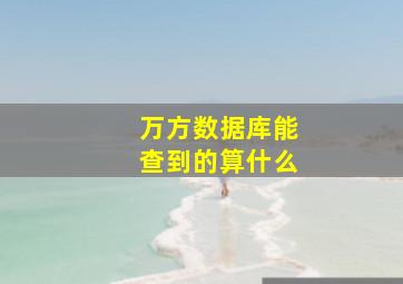 万方数据库能查到的算什么