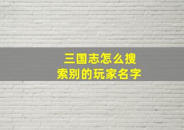 三国志怎么搜索别的玩家名字