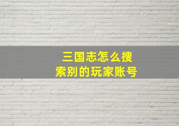 三国志怎么搜索别的玩家账号