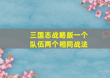 三国志战略版一个队伍两个相同战法