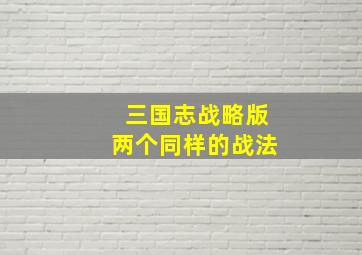 三国志战略版两个同样的战法