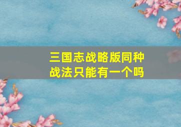 三国志战略版同种战法只能有一个吗