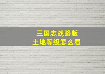 三国志战略版土地等级怎么看