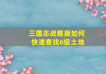 三国志战略版如何快速查找6级土地