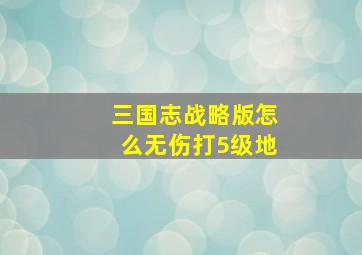 三国志战略版怎么无伤打5级地