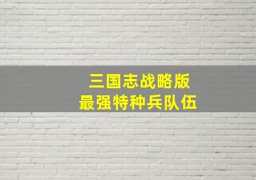 三国志战略版最强特种兵队伍