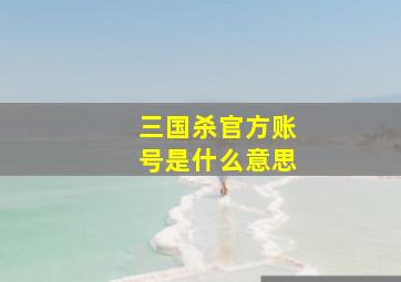 三国杀官方账号是什么意思