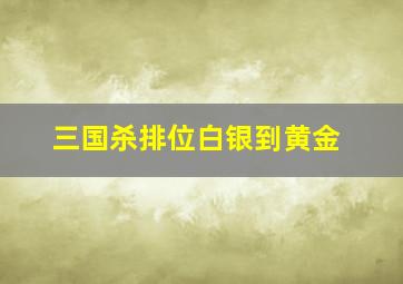 三国杀排位白银到黄金