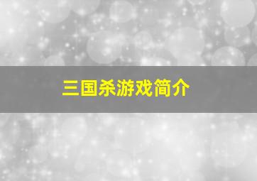 三国杀游戏简介