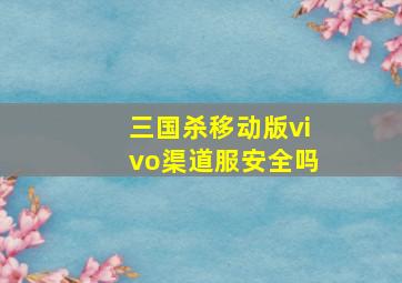 三国杀移动版vivo渠道服安全吗