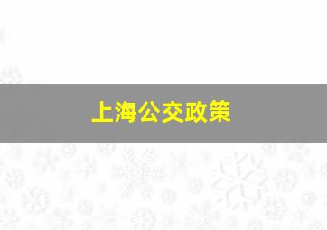 上海公交政策