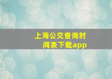 上海公交查询时间表下载app