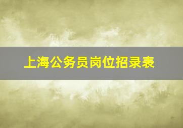 上海公务员岗位招录表