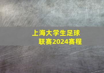 上海大学生足球联赛2024赛程