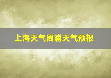 上海天气周浦天气预报