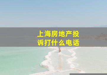 上海房地产投诉打什么电话