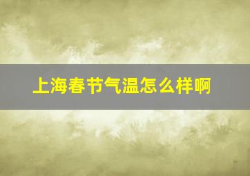 上海春节气温怎么样啊