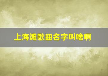 上海滩歌曲名字叫啥啊