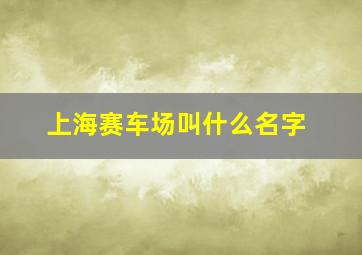 上海赛车场叫什么名字