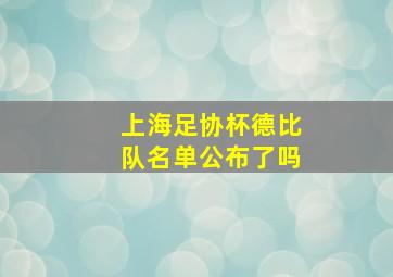 上海足协杯德比队名单公布了吗