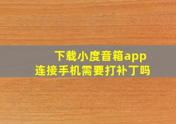 下载小度音箱app连接手机需要打补丁吗