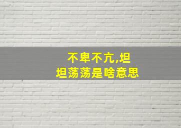 不卑不亢,坦坦荡荡是啥意思