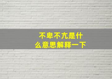 不卑不亢是什么意思解释一下