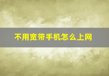 不用宽带手机怎么上网